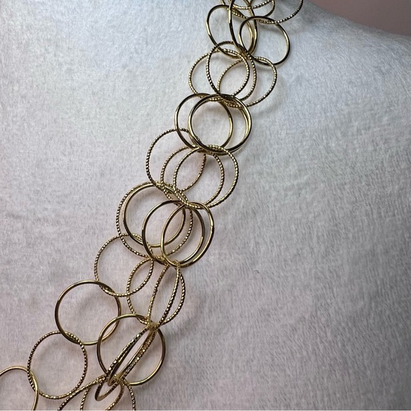 Talbots Gold Circle Necklace triple strand - Picture 4 of 9